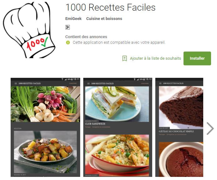 1000 Recettes Faciles on GooglePlay